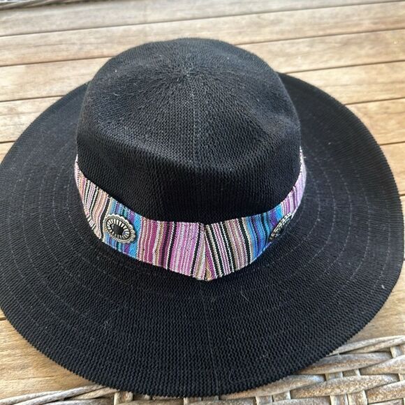 Anthropologie Wyeth Western Trimmed Boater Black Hat O/S - Picture 4 of 6